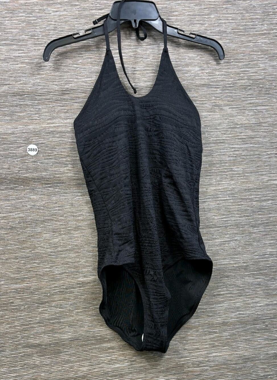 Aerie One Piece Swimsuit Full Coverage Women's Size L Black Textured Halter NEW